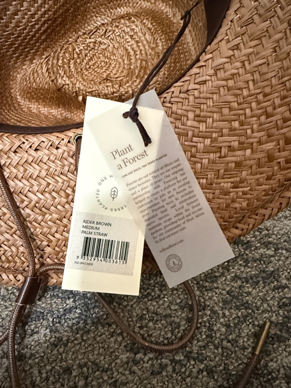 Will and Bear Rider brown palm straw hat NWT - Picture 5 of 6